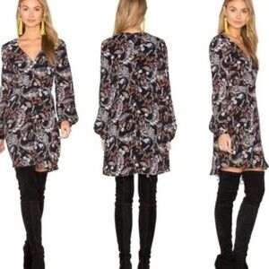 wayf mini dress navy blue paisley mini print m medium miniprint y2k fall winter